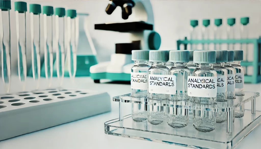 Laboratory analytical standards with lab equipment