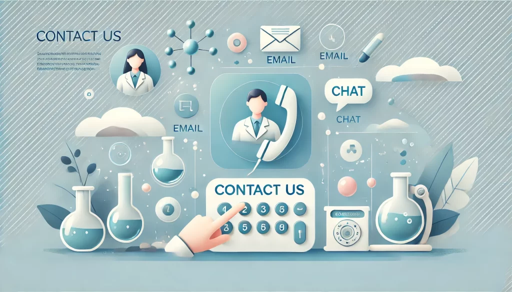 Contact Us banner with communication icons and friendly design