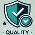 Quality icon with check mark symbol
